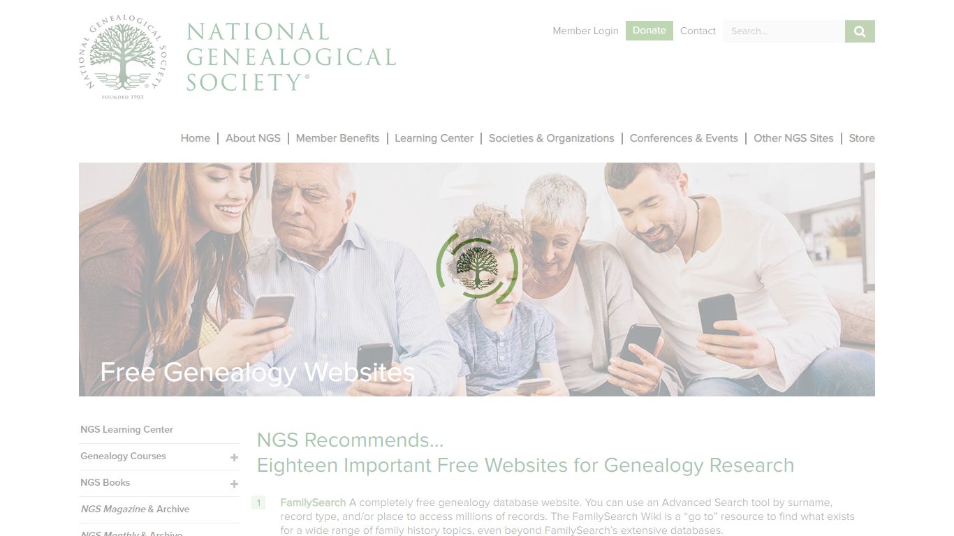 Free Genealogy Websites - National Genealogical Society